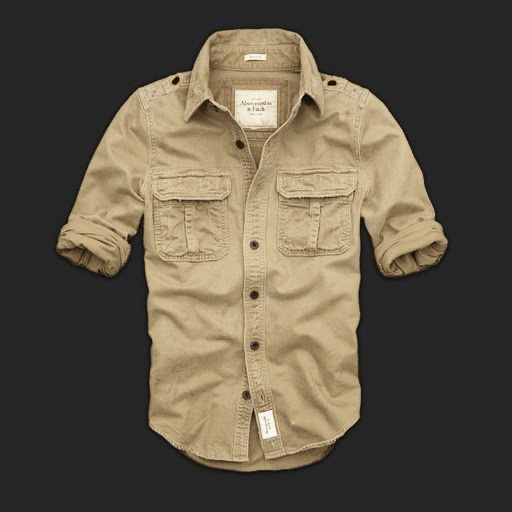 Abercrombie Fitch Hombres Lavado Algodón Camisa AF7046